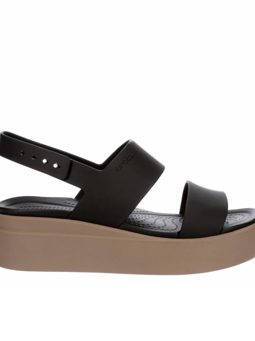 CROCS Black Dual-Band Slingback Sandal with Brown Outsole